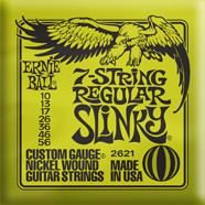 2621 7-string Regular Slinky Nickel Wound .010 - .056 Lime Green pack