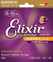 Elixir Acoustic Nanoweb Extra Light / 10 - 47 / - Phosphor Bronze
