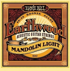 2067 Ernie Ball Earthwood Mandolin Light 80/20 Bronze Loop End Set, .009 - .034