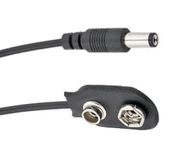 2.1mm straight barrel to battery snap - 18”