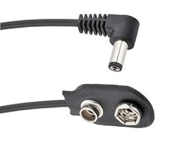 2.1mm right-angle barrel to battery snap - 18”